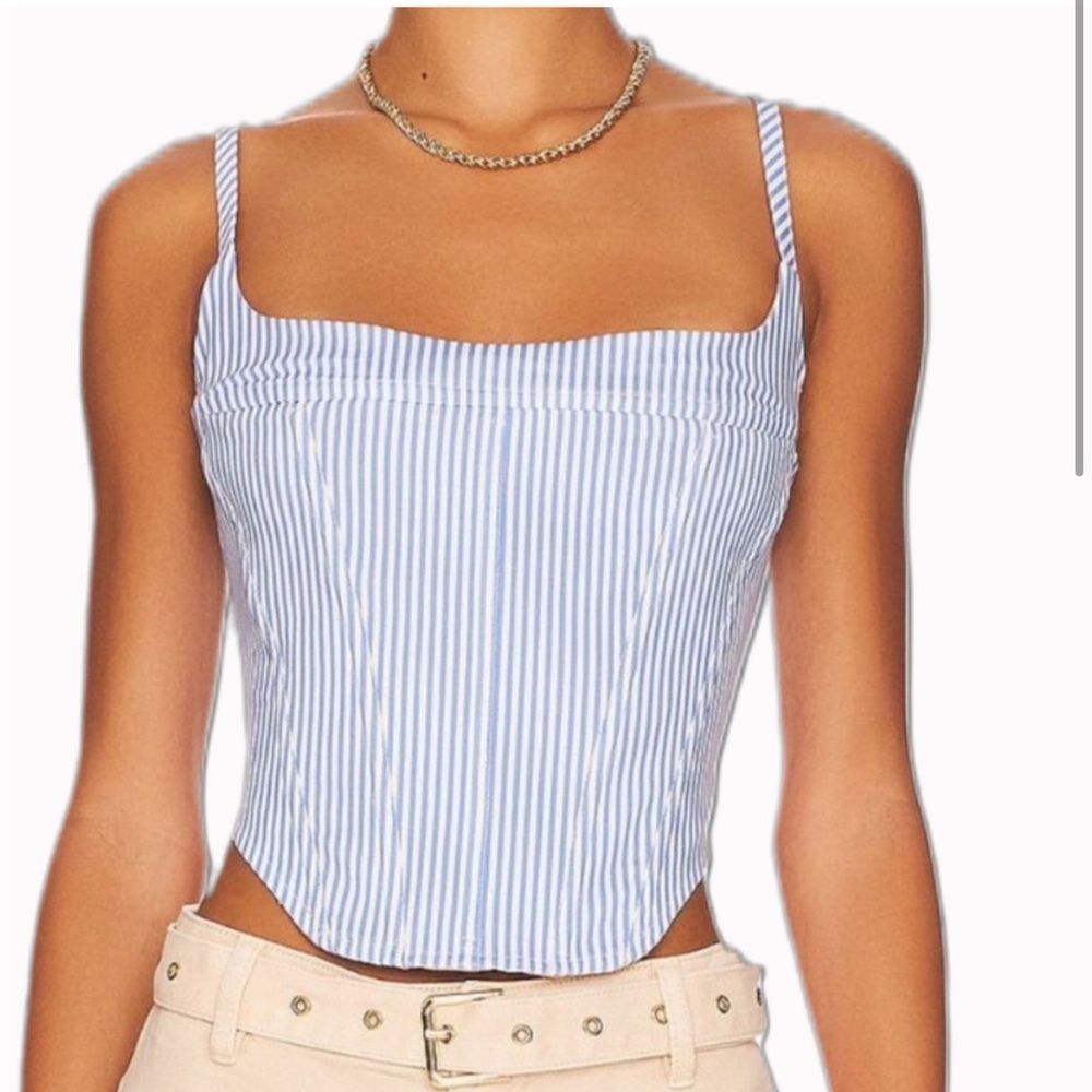 Miaou Blue and White Striped Tank Top